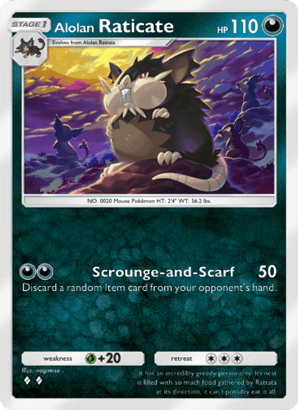 Carta Pokémon Alolan Raticate 107
