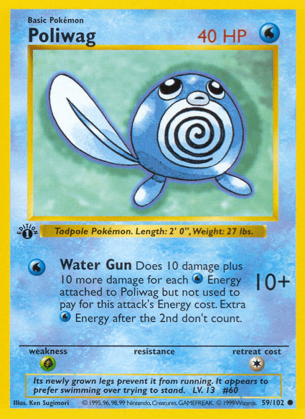 Carta Pokémon Poliwag 59 de Base