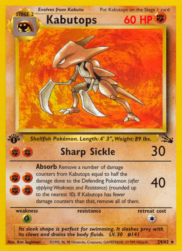 Carta Pokémon Kabutops 24 de Fossil