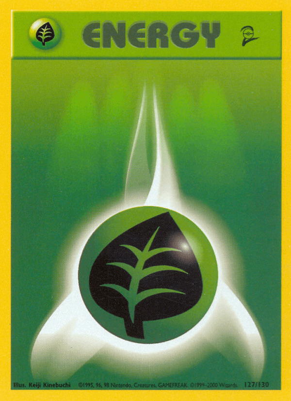 Carta Pokémon Grass Energy 127 de Base Set 2