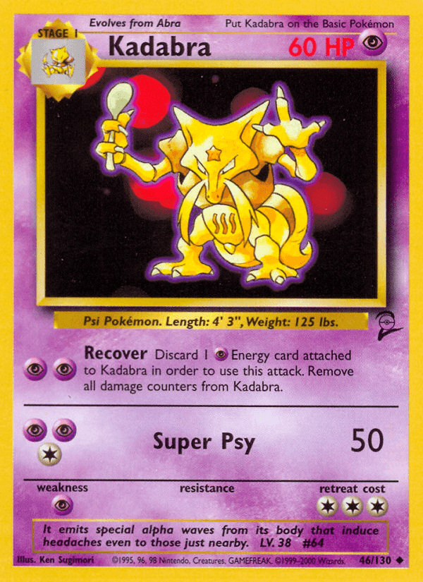 Carta Pokémon Kadabra 46 de Base Set 2