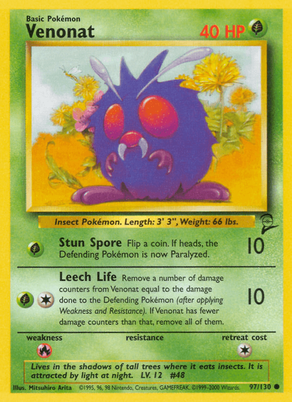 Carta Pokémon Venonat 97 de Base Set 2