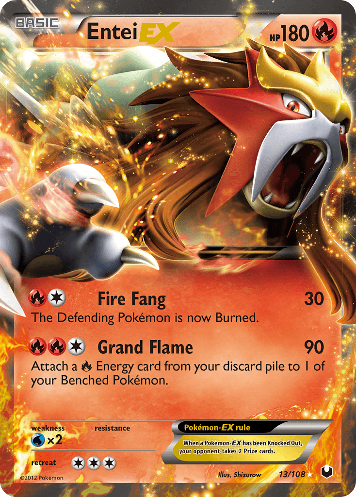 Carta Pokémon Entei-EX 13 de Dark Explorers