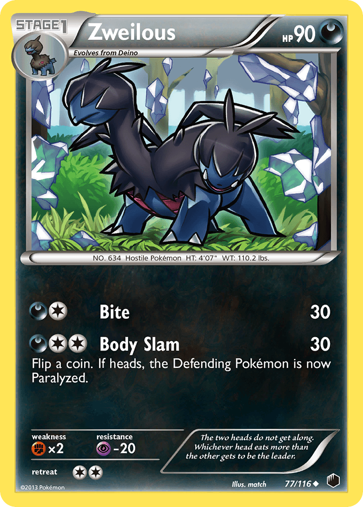 Carta Pokémon Zweilous 77 de Plasma Freeze