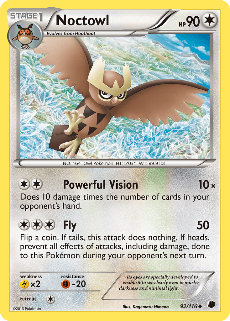 Carta Pokémon Noctowl 92 de Plasma Freeze