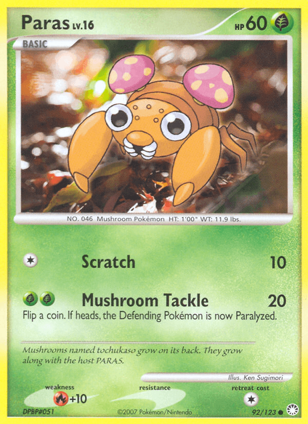 Carta Pokémon Paras 92 de Mysterious Treasures