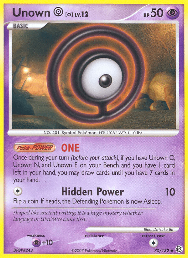 Carta Pokémon Unown [O] 70 de Secret Wonders
