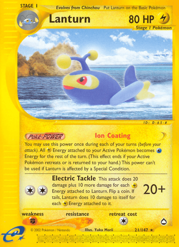 Carta Pokémon Lanturn 21 de Aquapolis