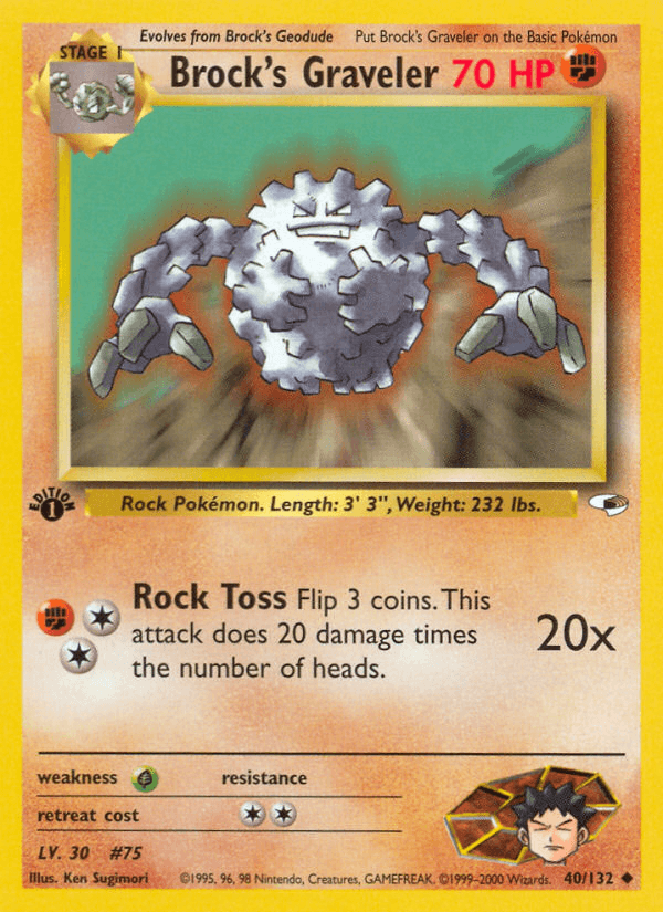 Carta Pokémon Brock's Graveler 40 de Gym Heroes