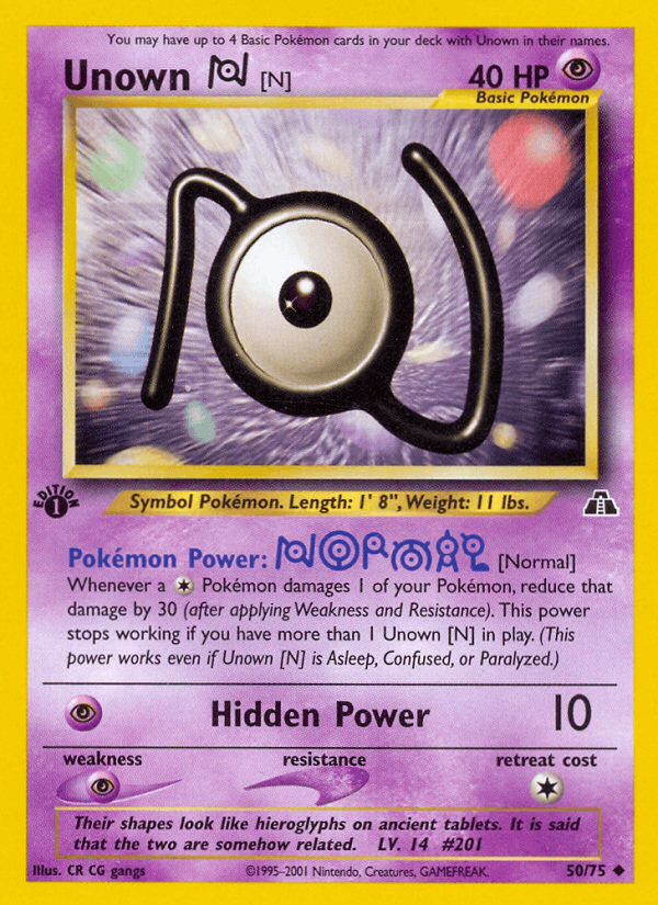 Carta Pokémon Unown [N] 50 de Neo Discovery
