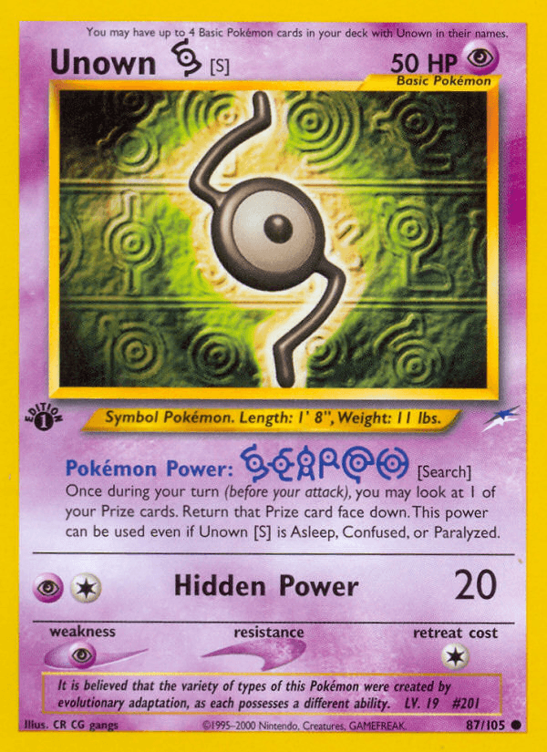 Carta Pokémon Unown [S] 87 de Neo Destiny
