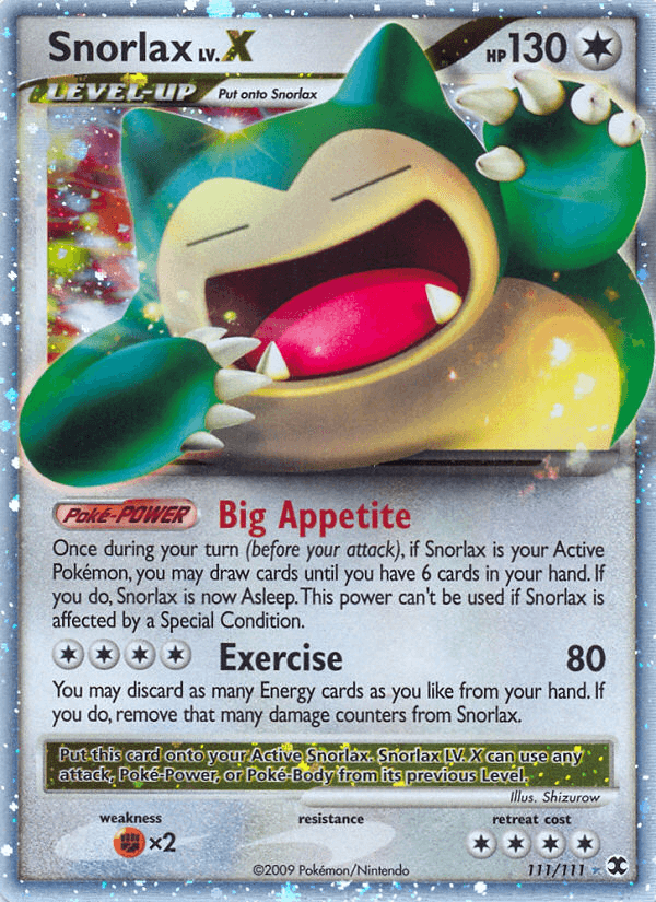 Carta Pokémon Snorlax LV.X 111 de Rising Rivals
