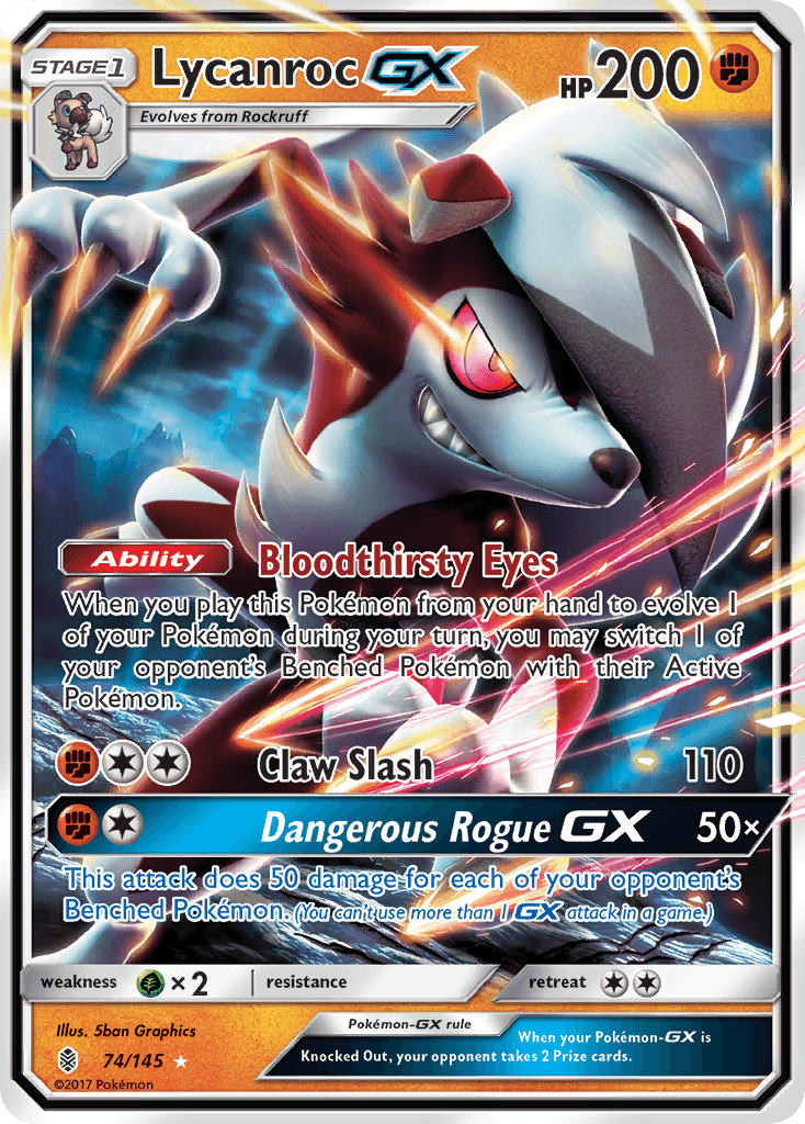 Carta Pokémon Lycanroc-GX 74