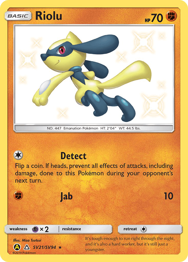 Carta Pokémon Riolu SV21 de Hidden Fates Shiny Vault