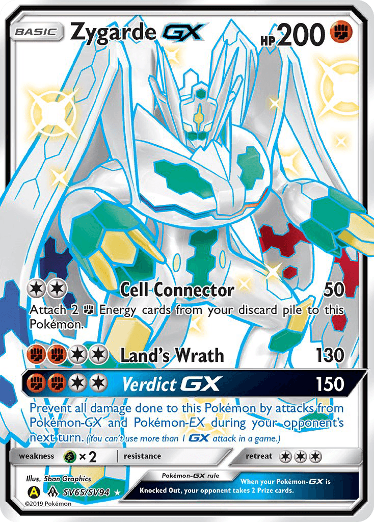 Carta Pokémon Zygarde-GX SV65 de Hidden Fates Shiny Vault