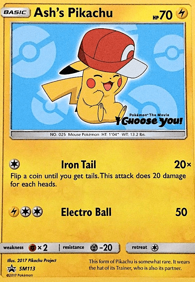Carta Pokémon Ash's Pikachu SM113 de SM Black Star Promos