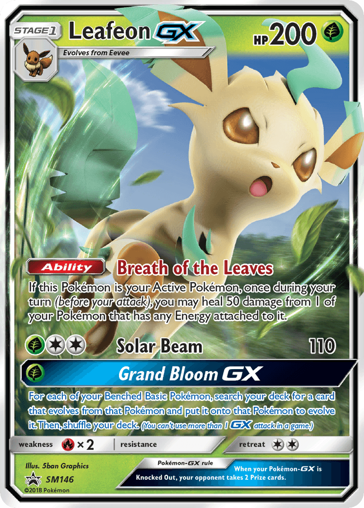 Carta Pokémon Leafeon-GX SM146 de SM Black Star Promos