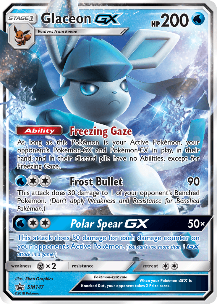 Carta Pokémon Glaceon-GX SM147 de SM Black Star Promos