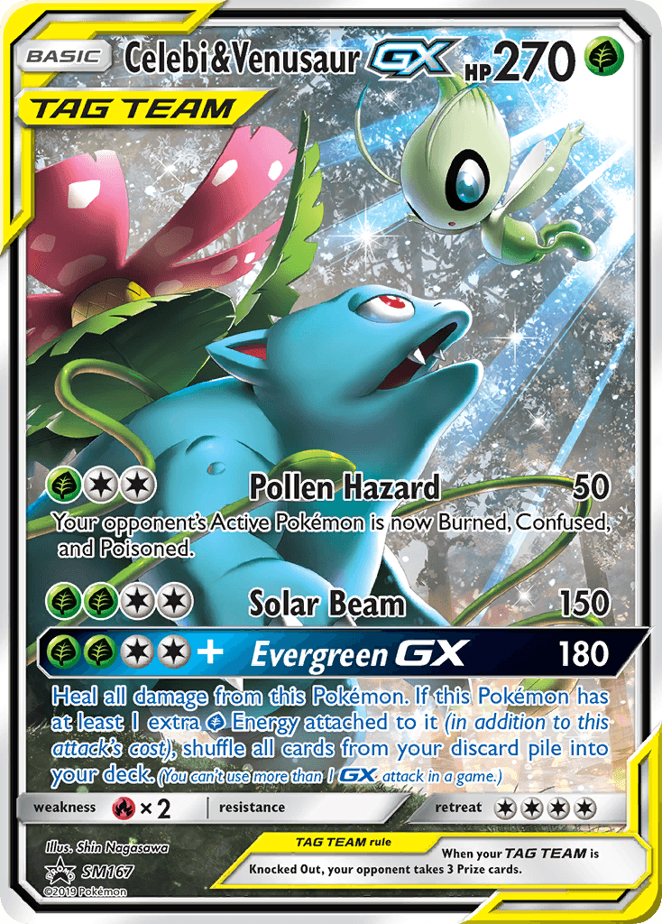 Carta Pokémon Celebi & Venusaur-GX SM167 de SM Black Star Promos