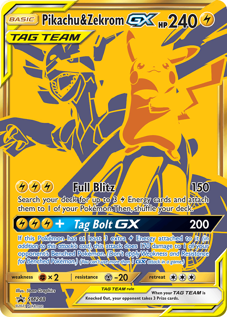 Carta Pokémon Pikachu & Zekrom-GX SM248