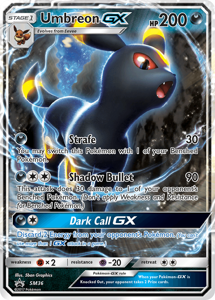 Carta Pokémon Umbreon-GX SM36 de SM Black Star Promos