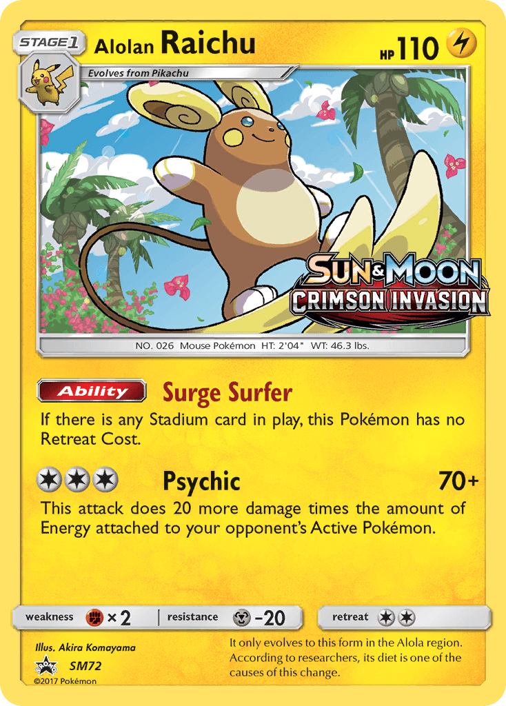 Carta Pokémon Alolan Raichu SM72 de SM Black Star Promos