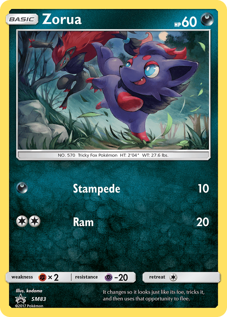 Carta Pokémon Zorua SM83 de SM Black Star Promos