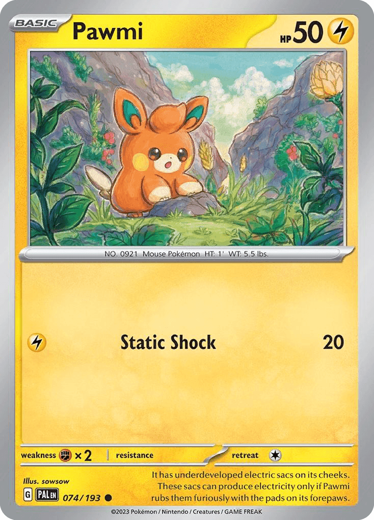 Carta Pokémon Pawmi 74 de Paldea Evolved