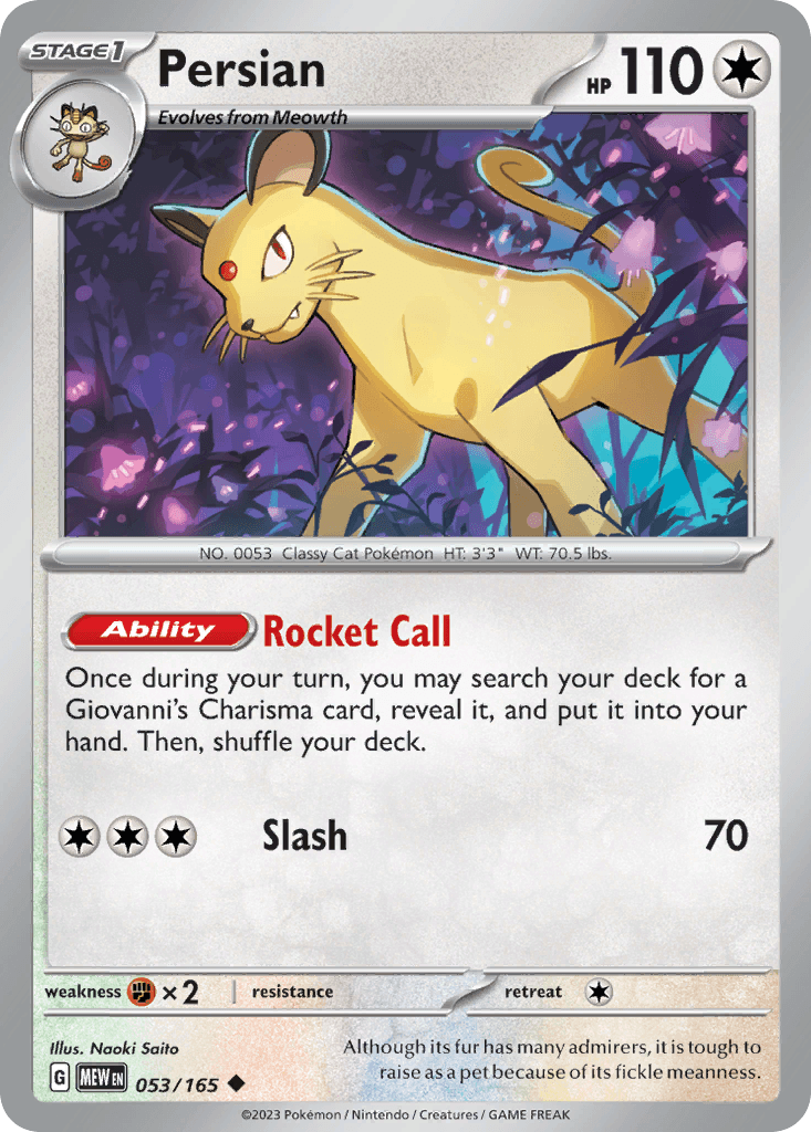 Carta Pokémon Persian 53