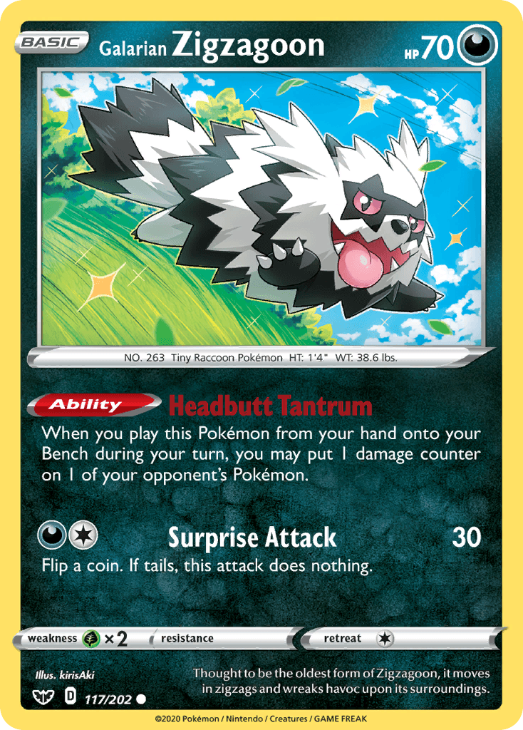 Carta Pokémon Galarian Zigzagoon 117