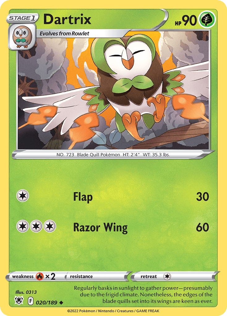 Carta Pokémon Dartrix 20