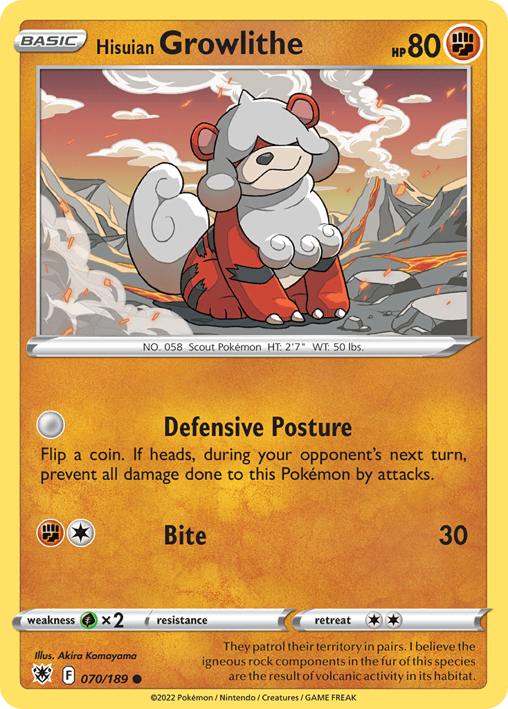 Carta Pokémon Hisuian Growlithe 70