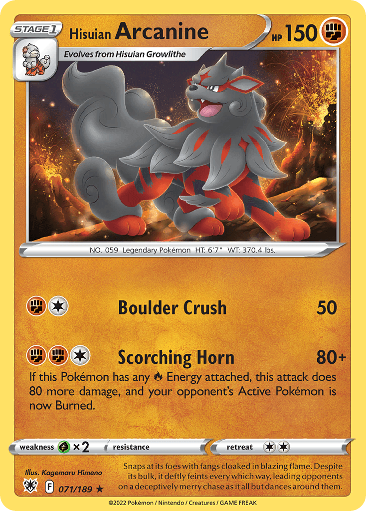 Carta Pokémon Hisuian Arcanine 71