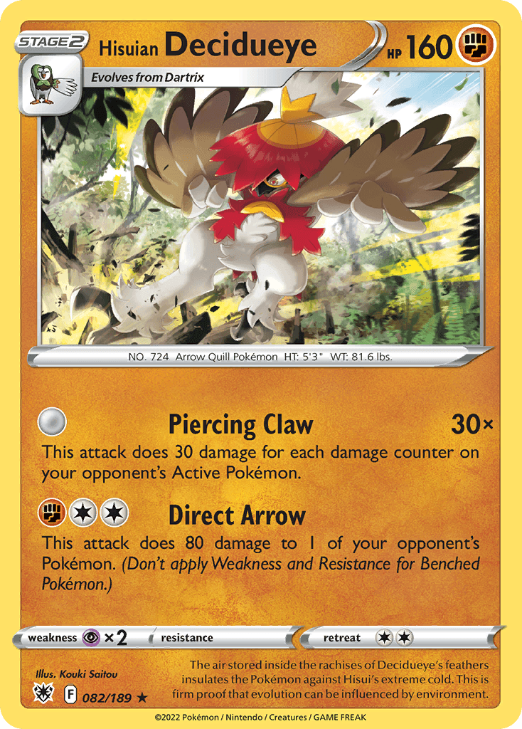 Carta Pokémon Hisuian Decidueye 82