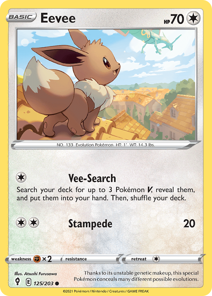 Carta Pokémon Eevee 125 de Evolving Skies