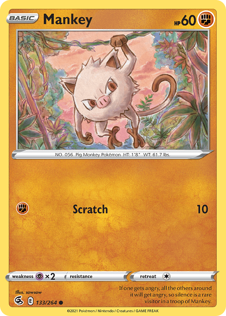 Carta Pokémon Mankey 133 de Fusion Strike