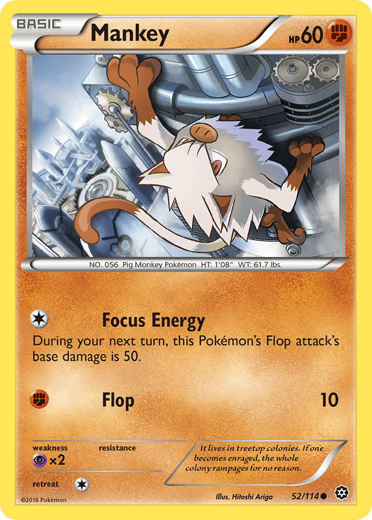 Carta Pokémon Mankey 52 de Steam Siege