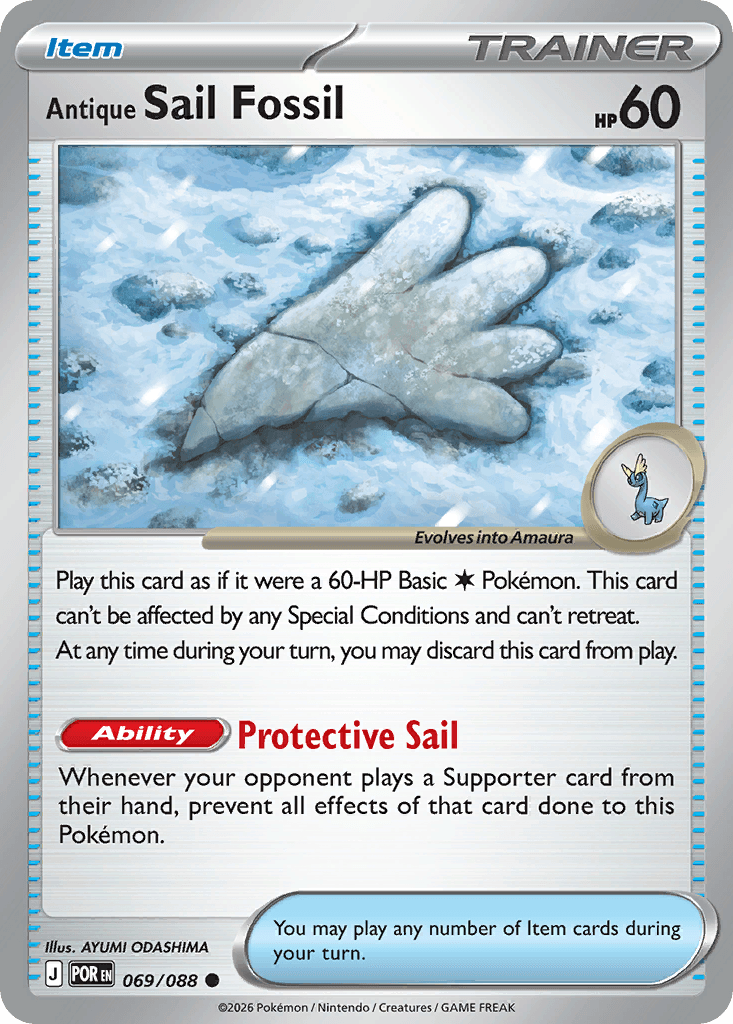 Carta Pokémon Antique Sail Fossil 69