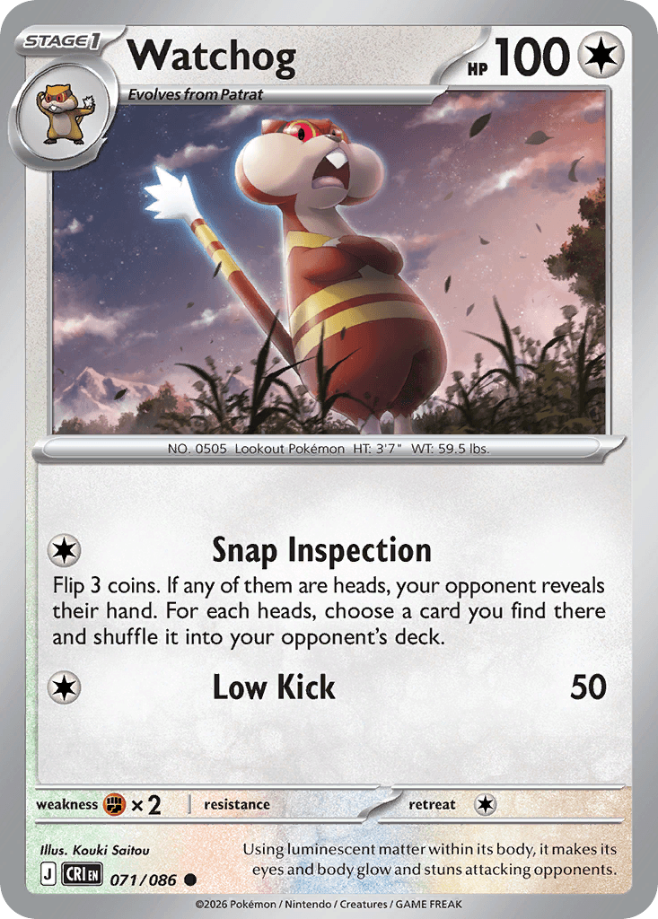 Carta Pokémon Watchog 71 de Chaos Rising