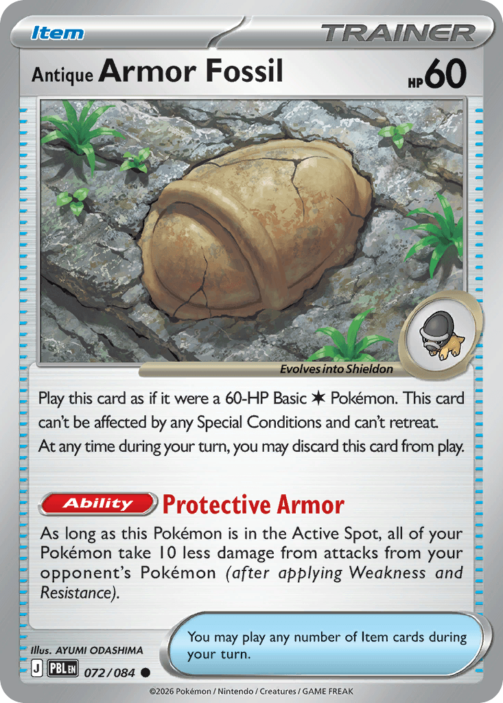 Carta Pokémon Antique Armor Fossil 72