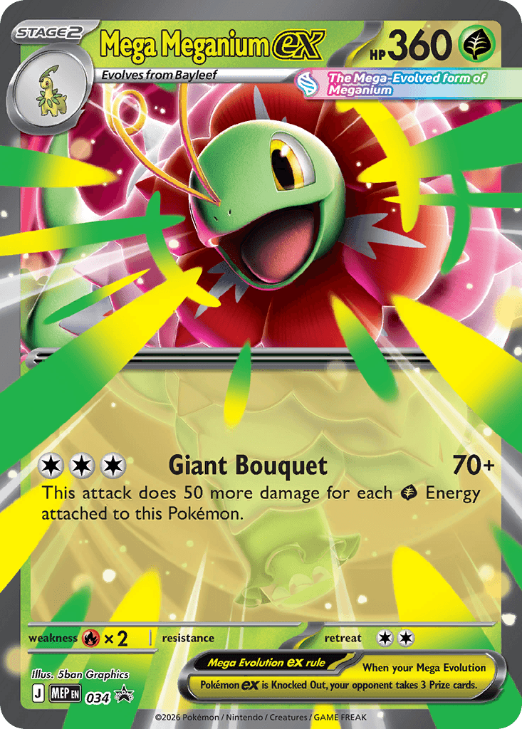 Carta Pokémon Mega Meganium ex 034 de mep