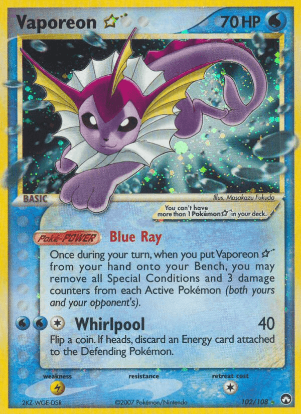 Carta Pokémon Vaporeon ★ 102