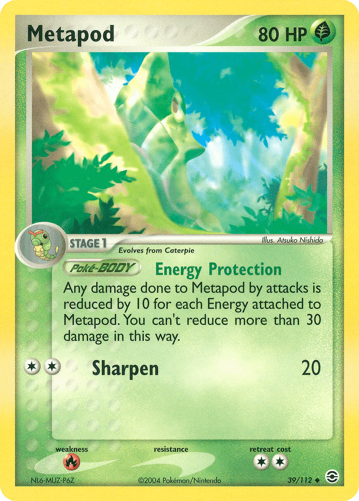 Carta Pokémon Metapod 39 de FireRed & LeafGreen
