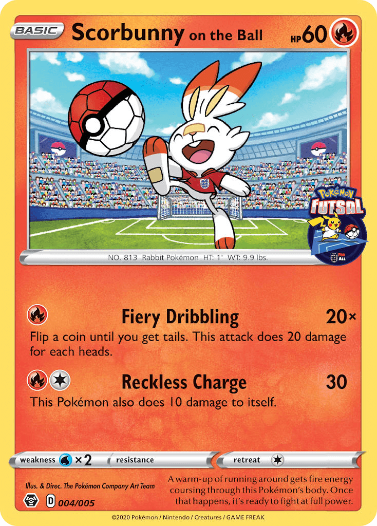 Carta Pokémon Scorbunny on the Ball 4 de Pokémon Futsal Collection