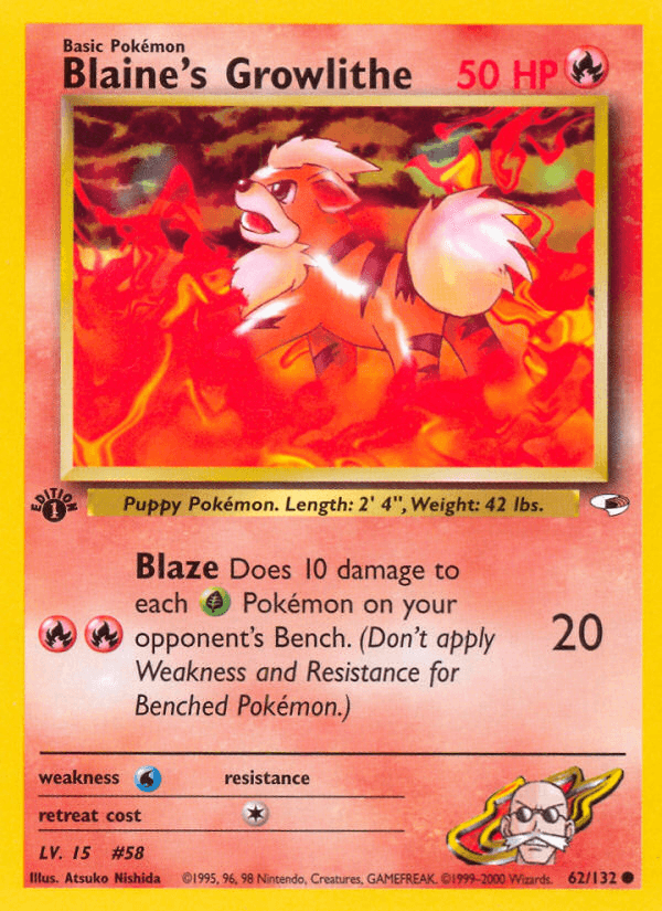 Carta Pokémon Blaine's Growlithe 62