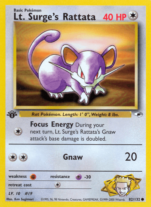 Carta Pokémon Lt. Surge's Rattata 82