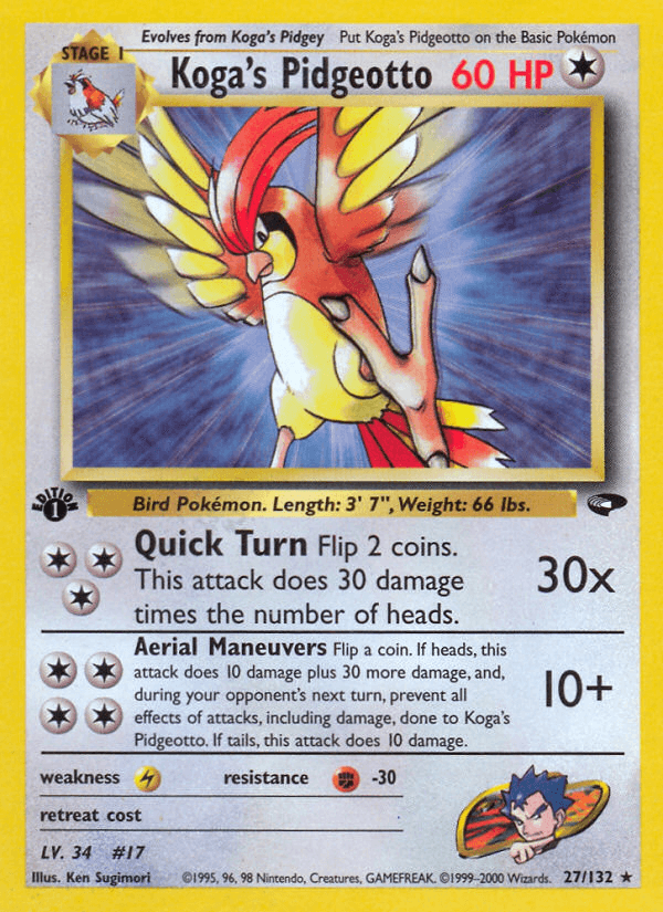 Carta Pokémon Koga's Pidgeotto 27 de Gym Challenge