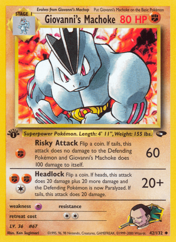 Carta Pokémon Giovanni's Machoke 42 de Gym Challenge