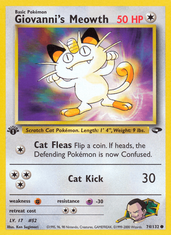 Carta Pokémon Giovanni's Meowth 74 de Gym Challenge