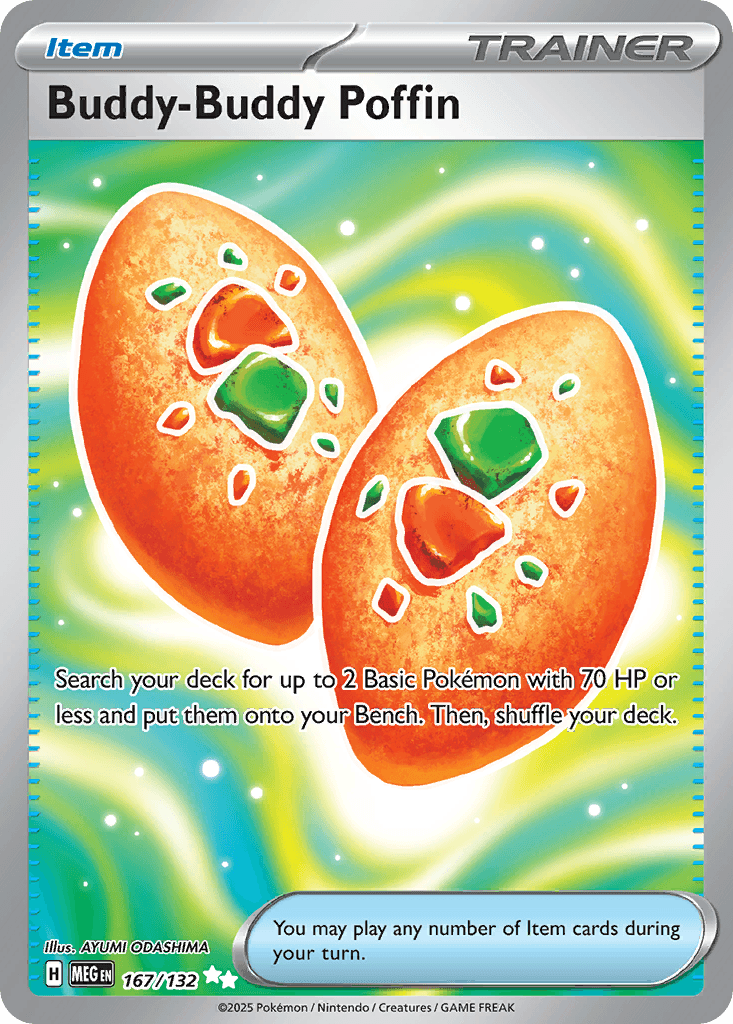Carta Pokémon Buddy-Buddy Poffin 167 de Mega Evolution
